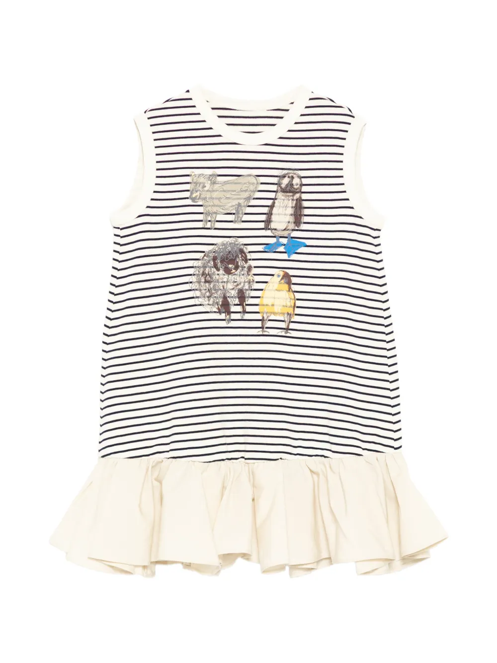 Jnby by JNBY Gestreepte jurk met ruches Beige