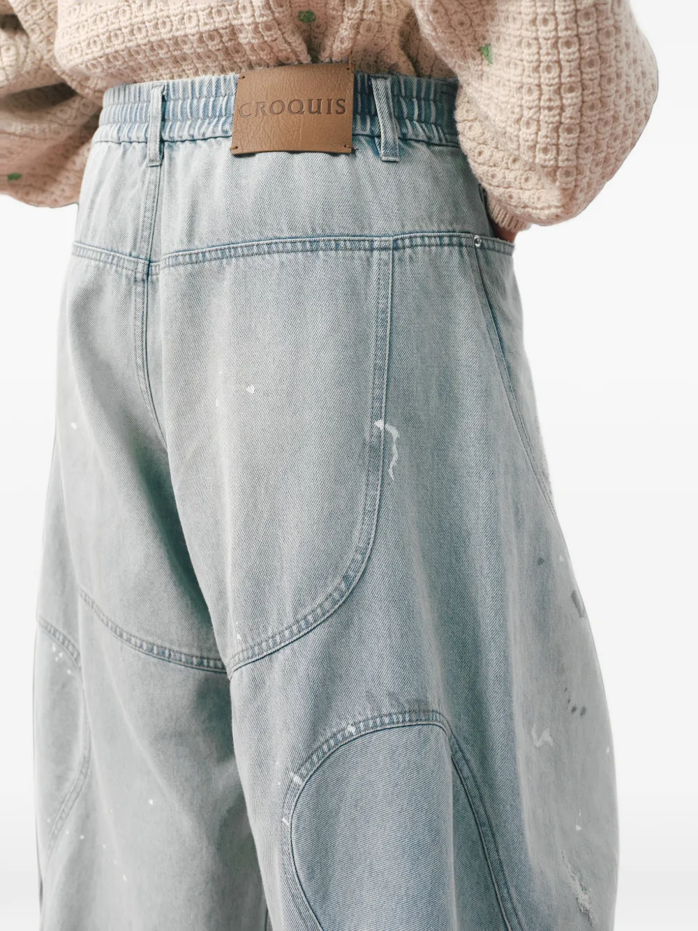CROQUIS Denim shorts met verfspatten Blauw