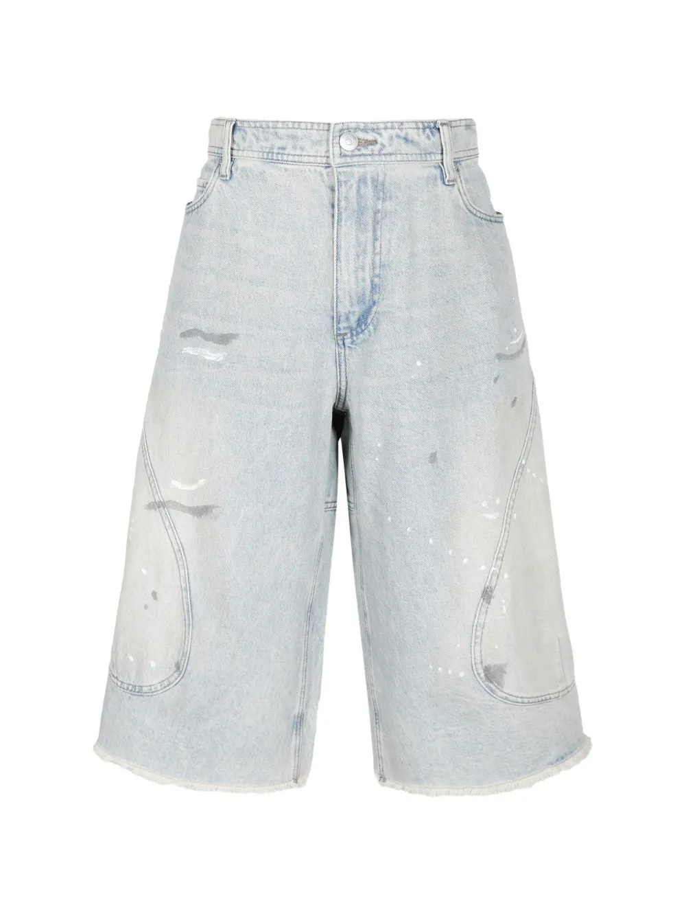 CROQUIS Jeans-Shorts mit Farbklecks-Print - Blau