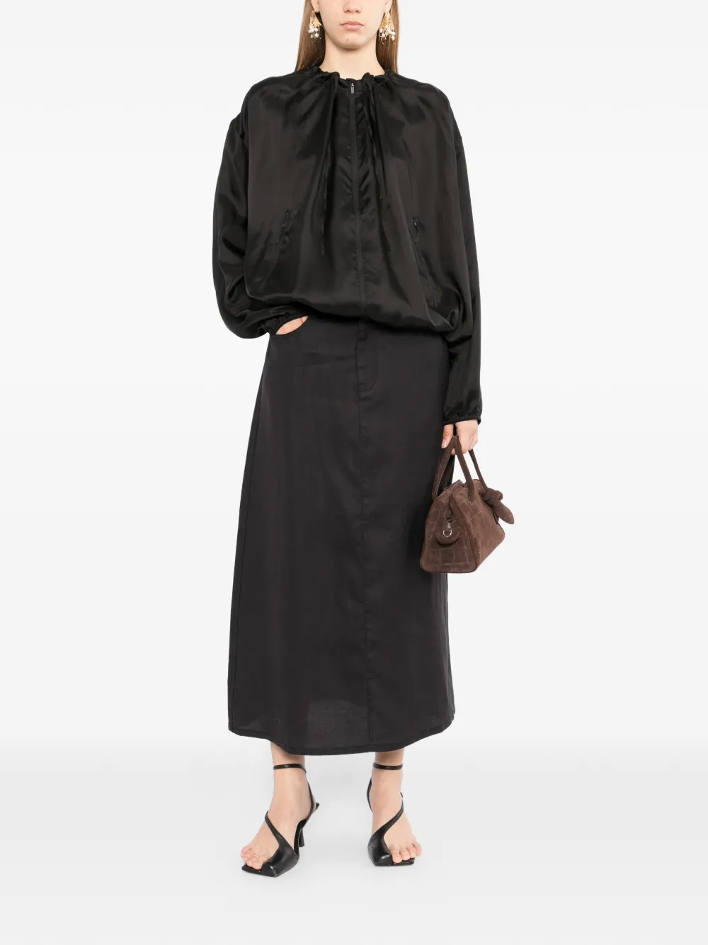 JNBY Oversized satijnen jack Zwart