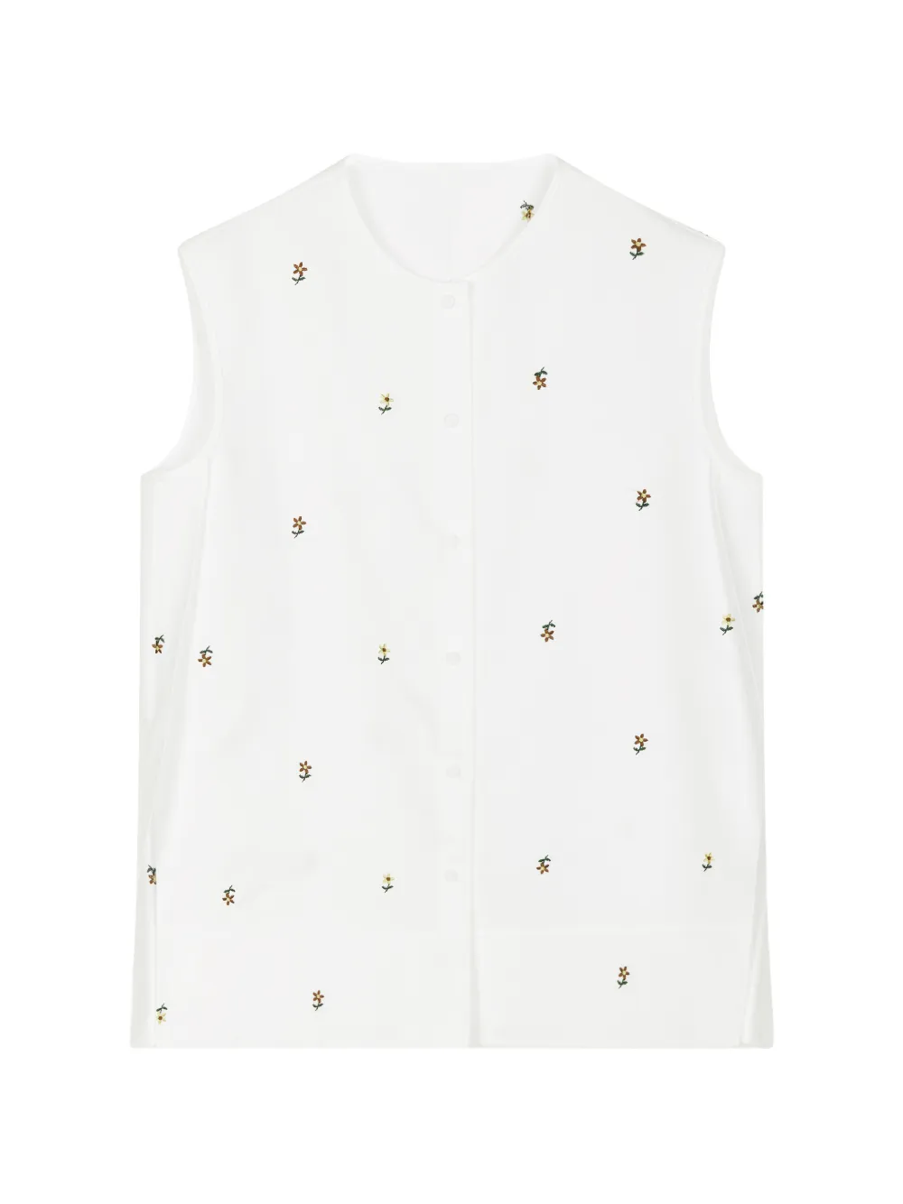 LESS floral-embroidered vest - Bianco