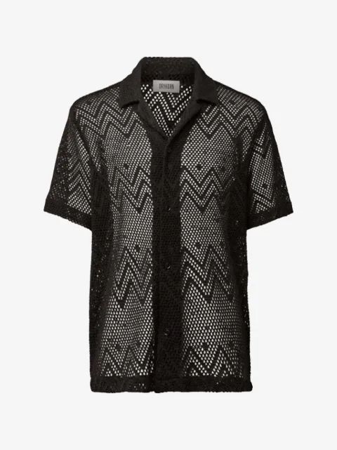 Drykorn Bijan 02 crochet-knit short-sleeve shirt