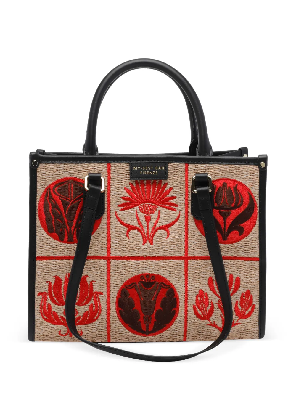 MY BEST BAG Atena Liberty embroidered tote bag - Toni neutri