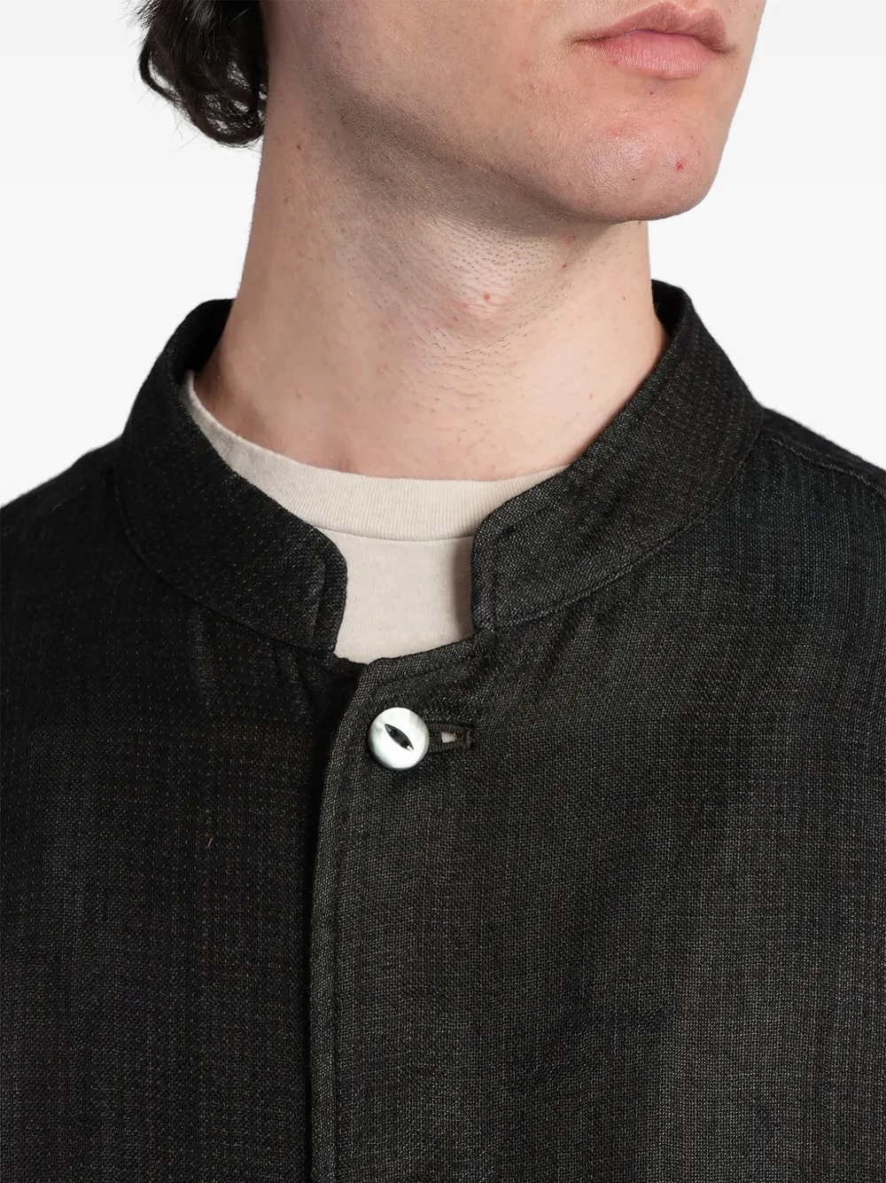 Needles Shirtjack met ronde opstaande kraag Groen