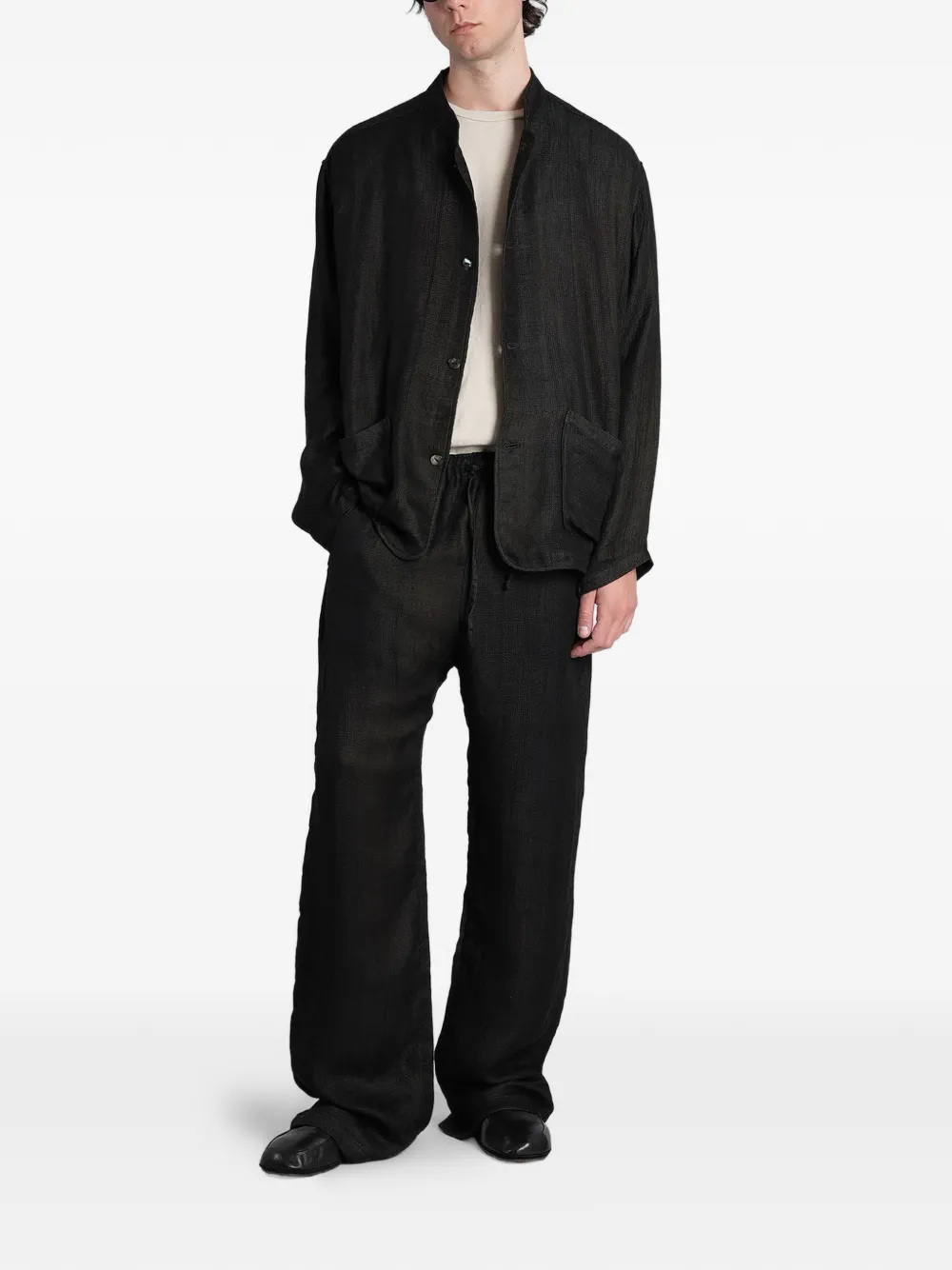 Needles Shirtjack met ronde opstaande kraag Groen