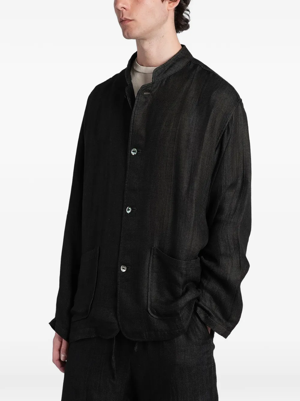 Needles Shirtjack met ronde opstaande kraag Groen