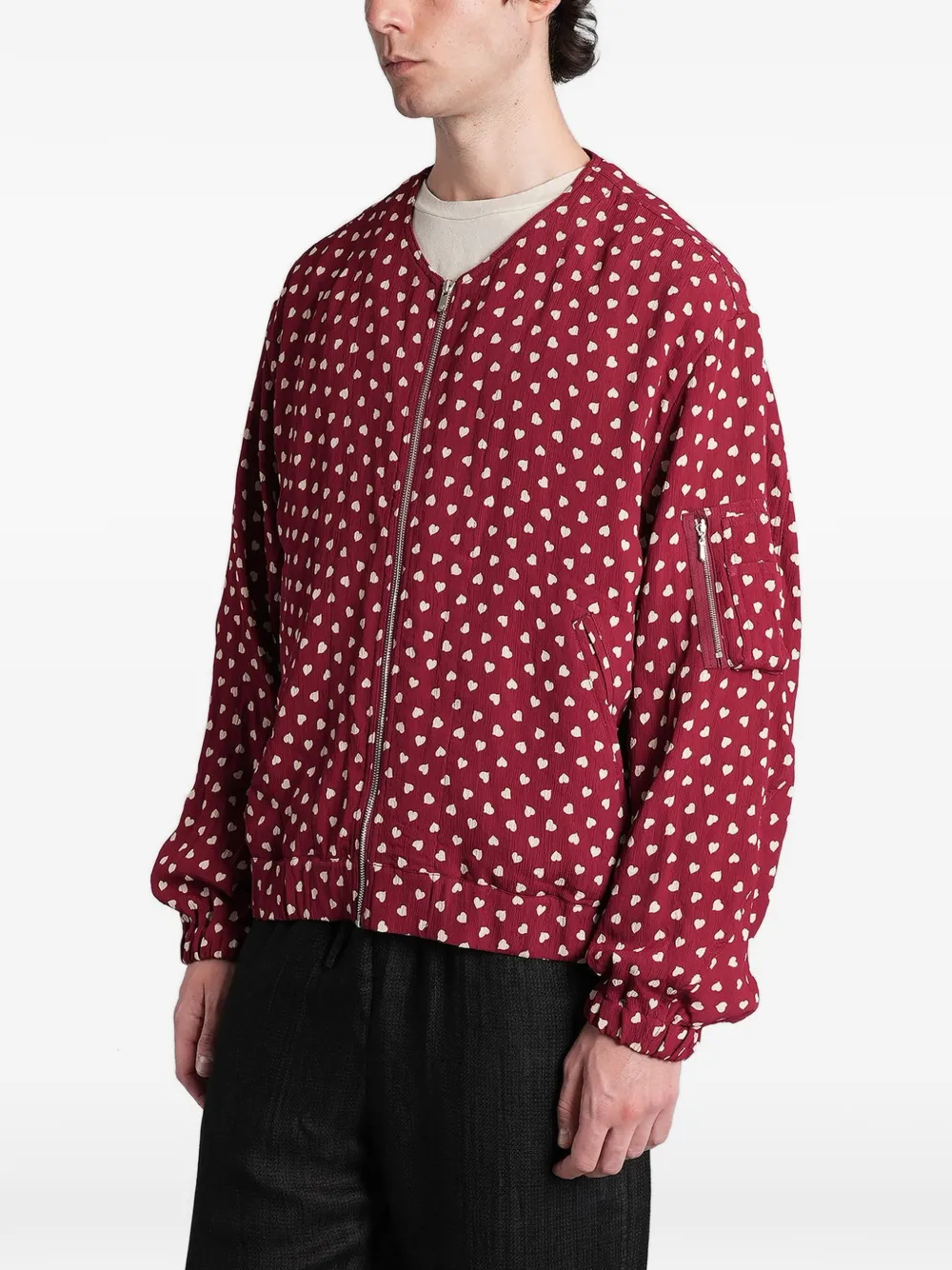 Needles Bomberjack met hartprint Rood