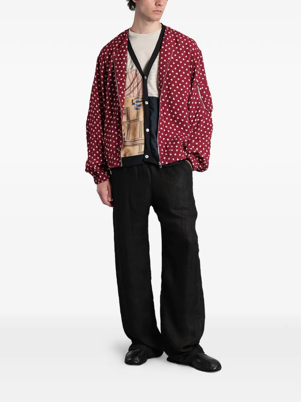 Needles Bomberjack met hartprint Rood