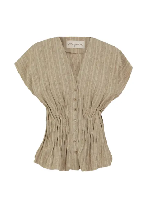 Cortana Camila striped ruched shirt