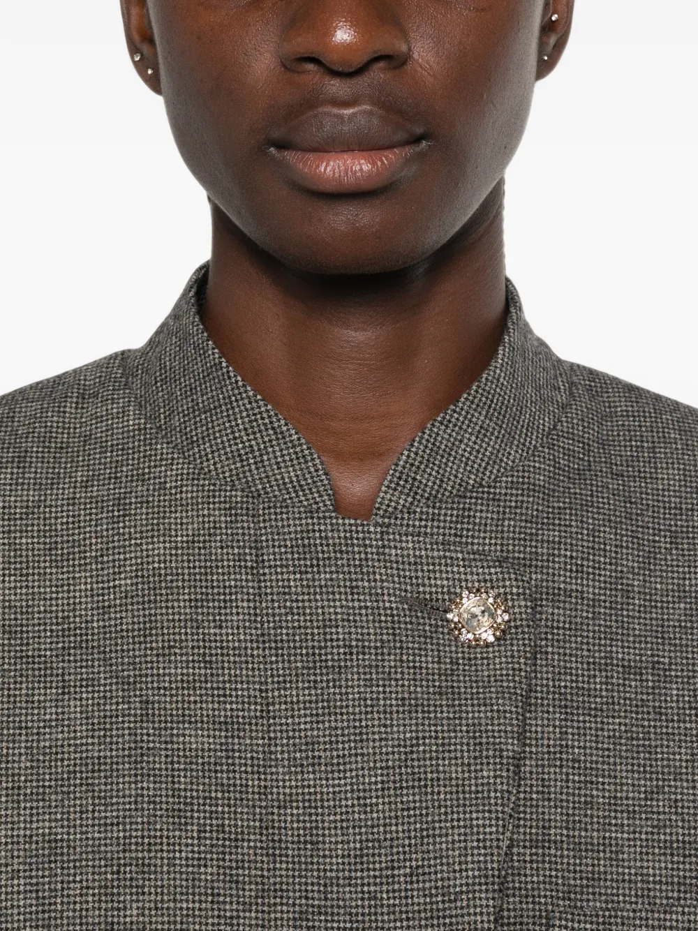 SANDRO Blazer verfraaid met kristallen en pied-de-poule print Grijs