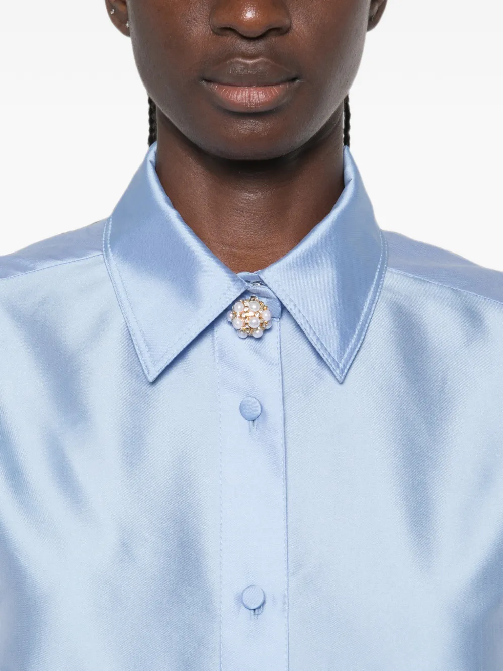 SANDRO Satijnen blouse met verfraaiing Blauw