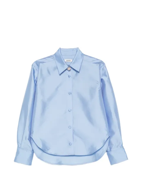 SANDRO Suzanne jewel-button satin-finish shirt