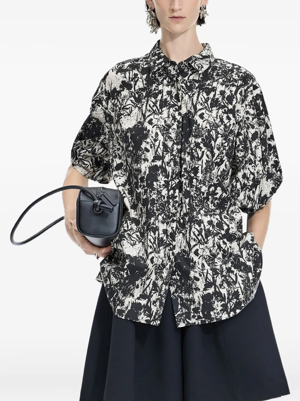 JNBY floral-print gathered shirt - Toni neutri