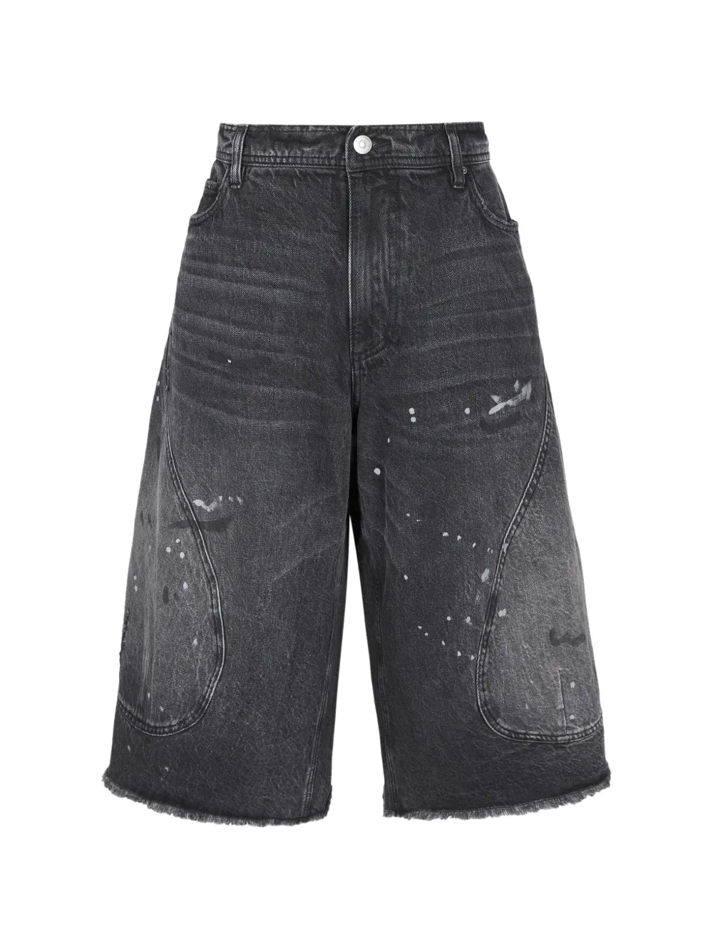 CROQUIS Jeans-Shorts mit Farbklecks-Print - Schwarz