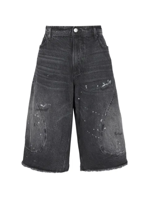 CROQUIS paint-splatter frayed-edge denim shorts