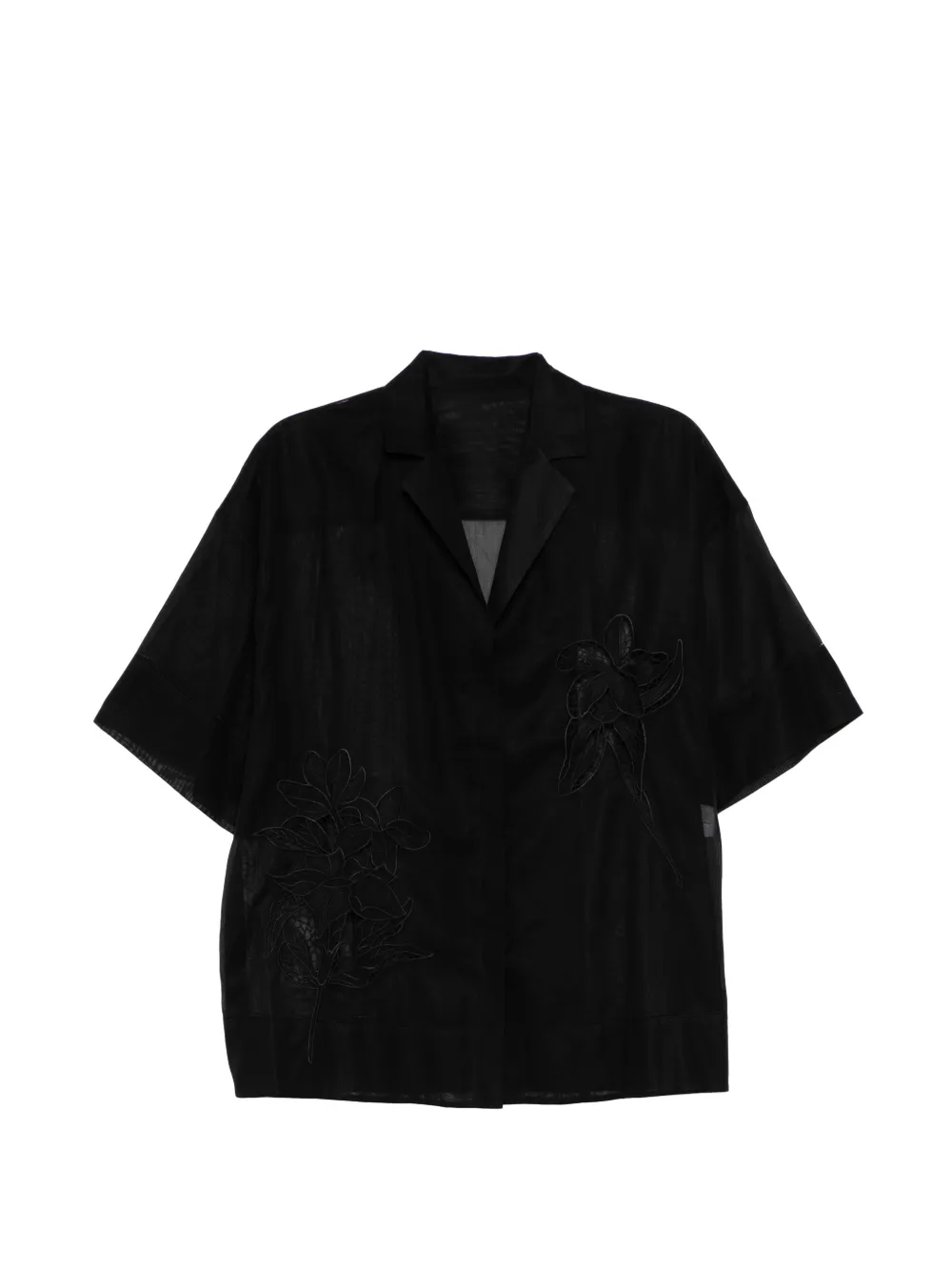 LESS Hemd mit Blumenapplikation - Schwarz