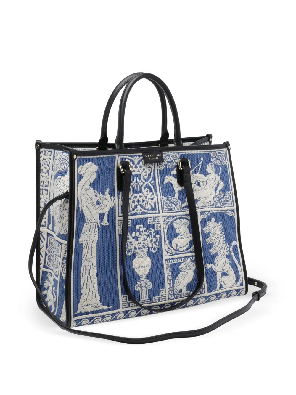 MY BEST BAG large Atena Agora' patterned tote bag - Blu