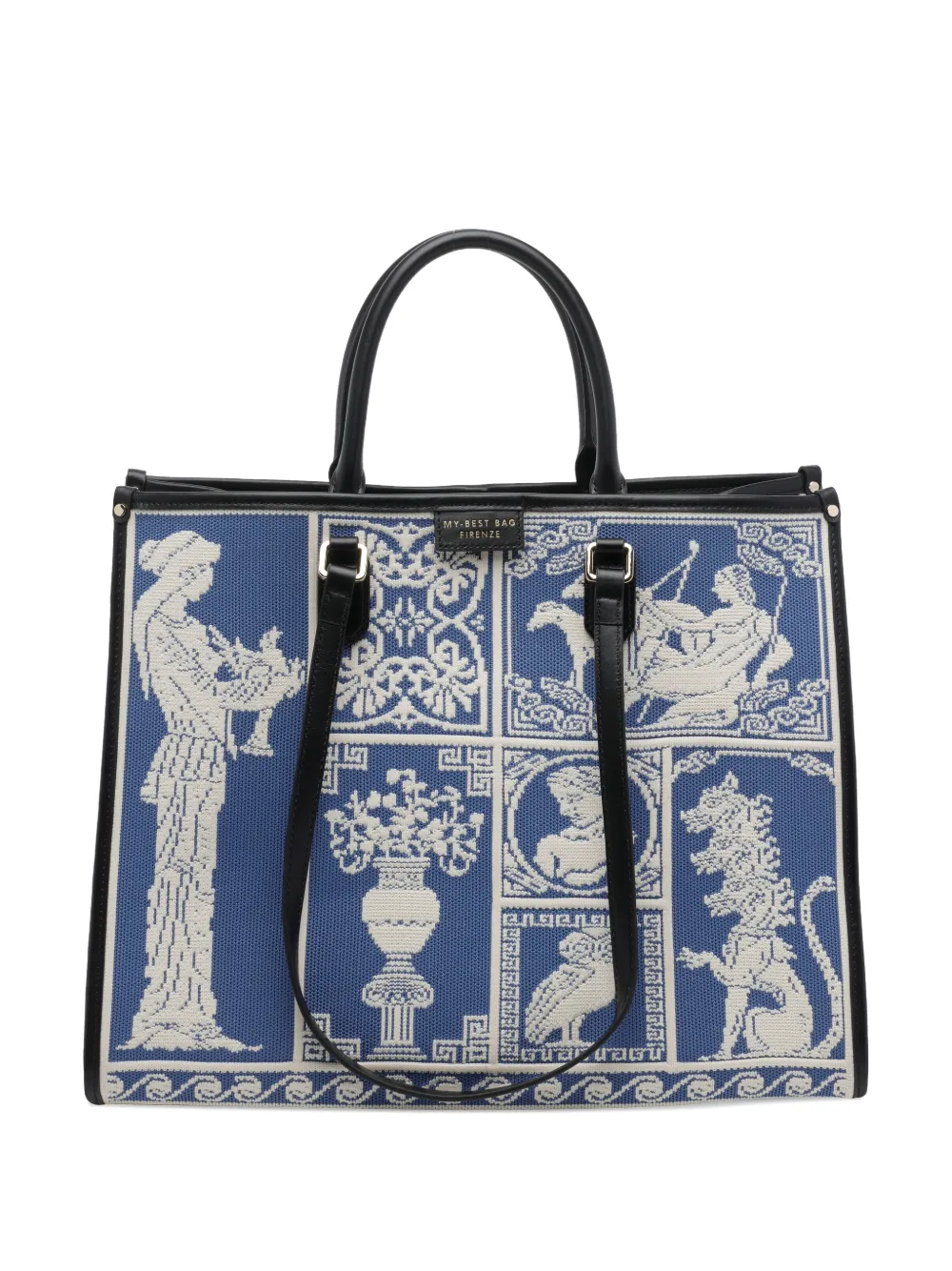 MY BEST BAG large Atena Agora' patterned tote bag - Blu