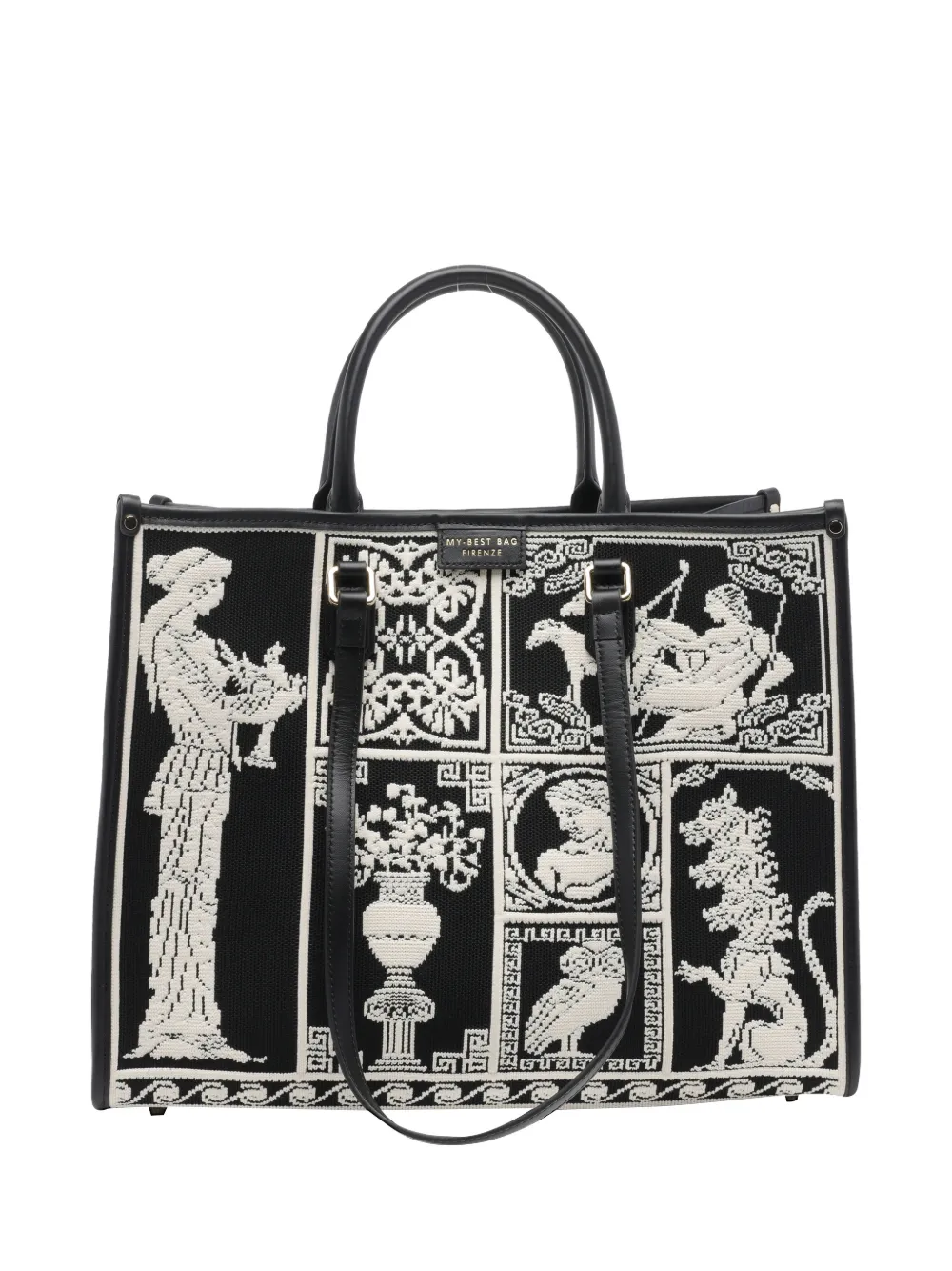MY BEST BAG Big Atena Agora' patterned tote bag - Nero