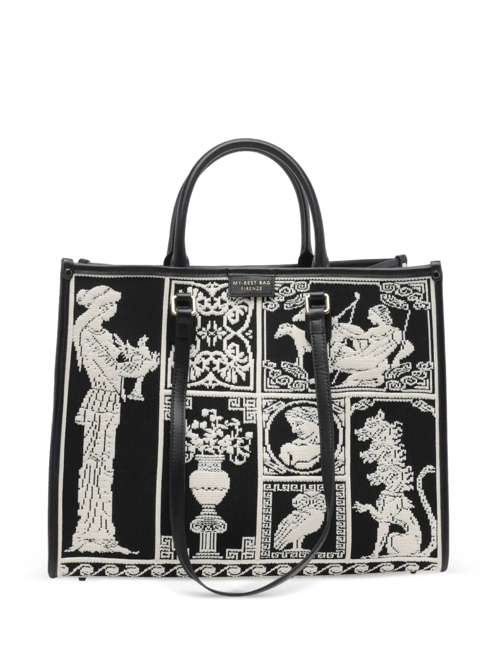MY BEST BAG Big Atena Agora' patterned tote bag - Nero