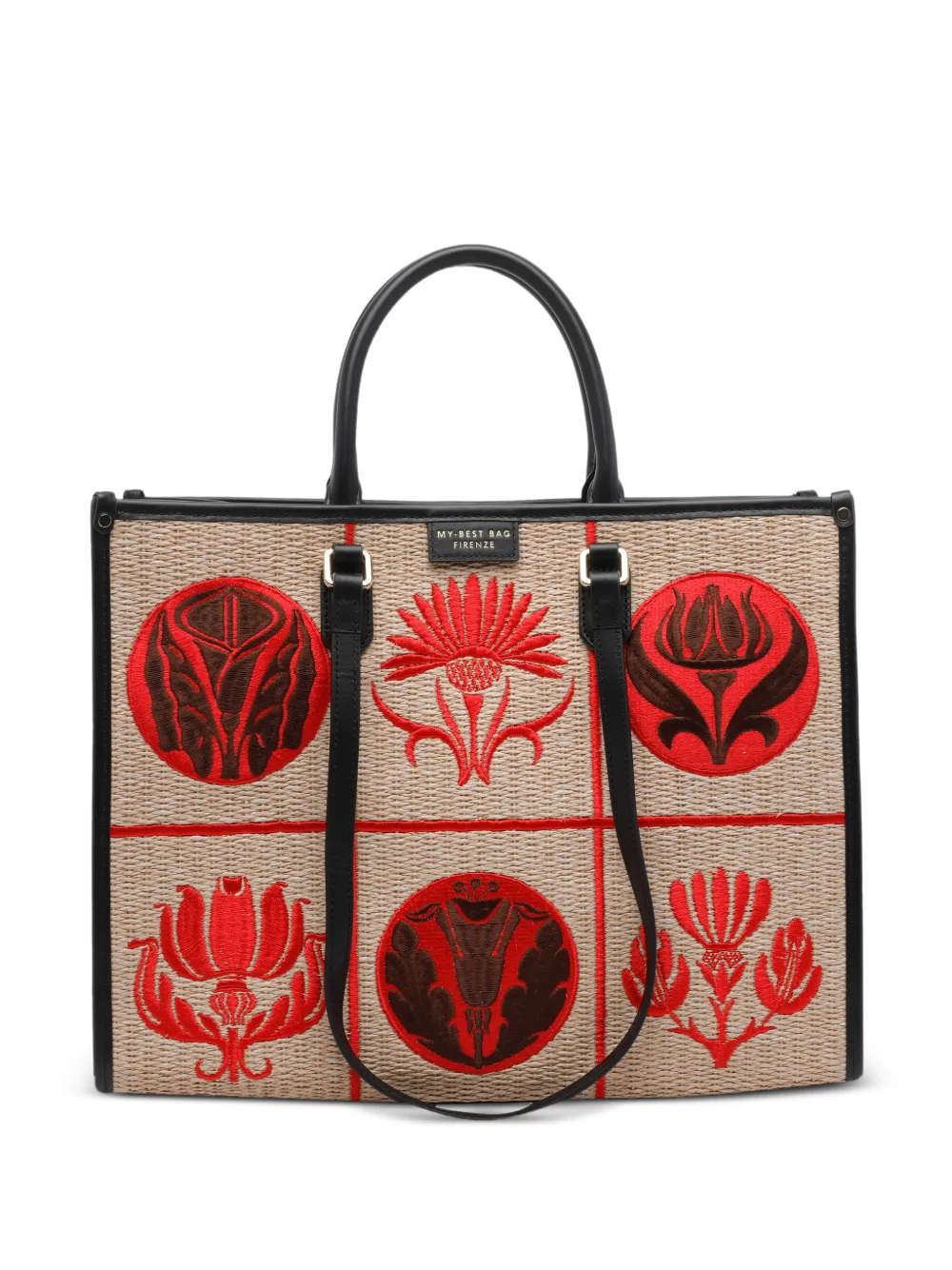 MY BEST BAG Atena Liberty embroidered tote bag - Toni neutri