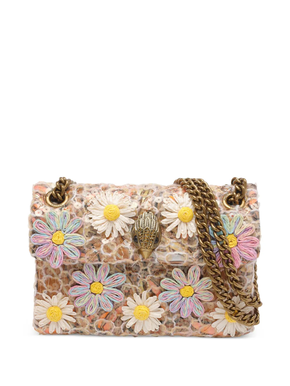 Kurt Geiger London Kensington floral-appliqué shoulder bag - Nude