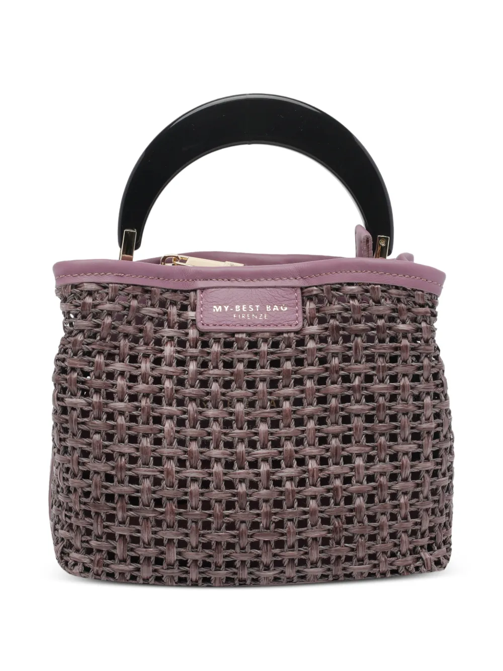 MY BEST BAG woven leather-trim clutch bag - Viola