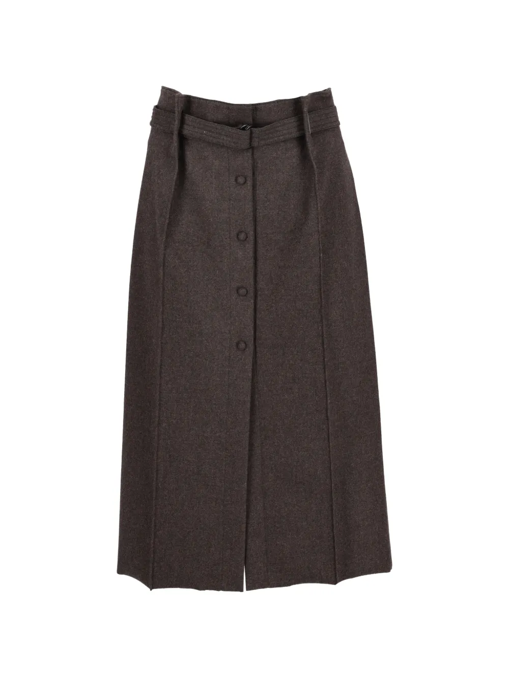 Fendi Pre-Owned logo belted midi skirt - Marrone