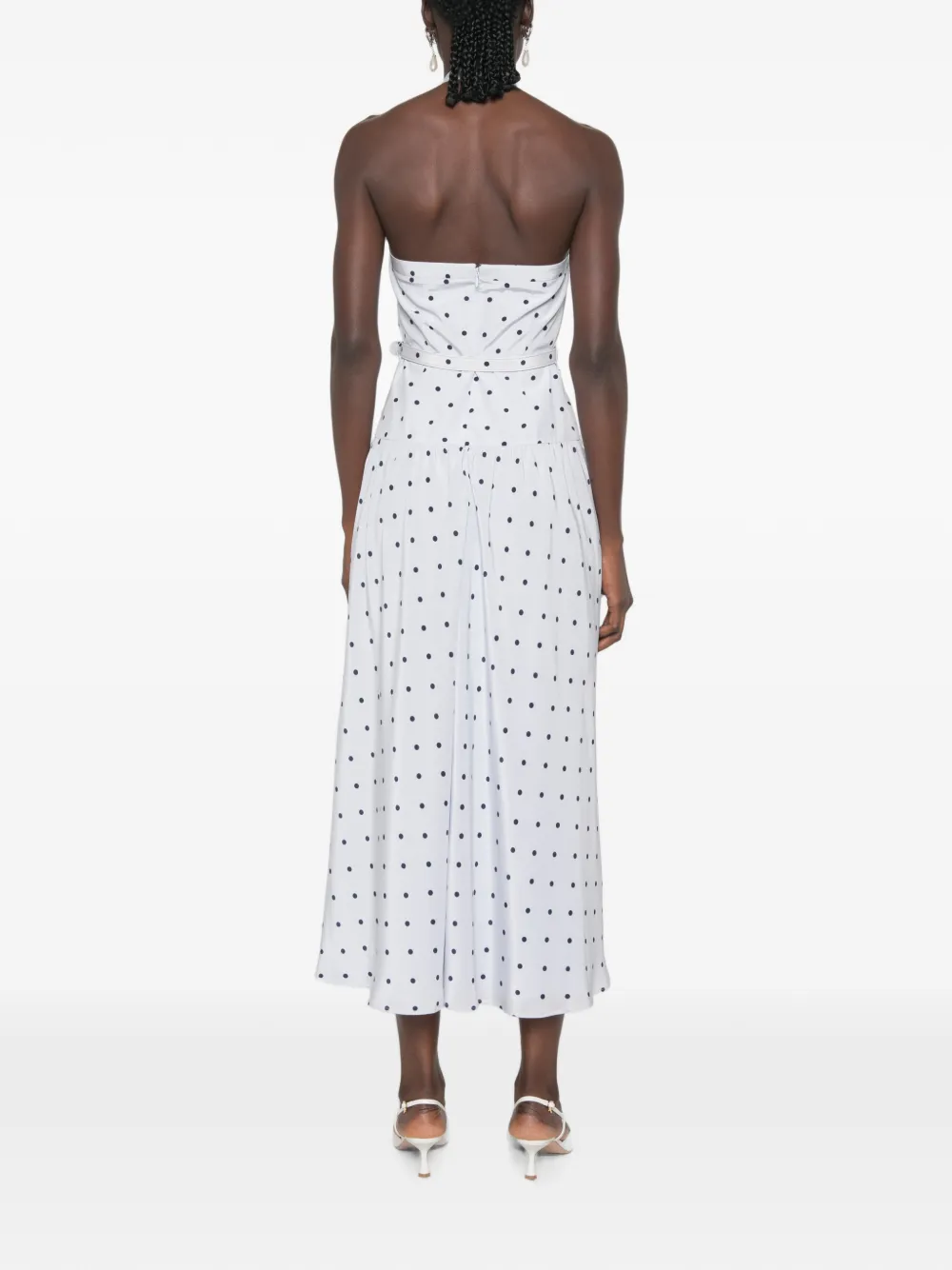 Alessandra Rich Midi-jurk met halternek en stippen Blauw