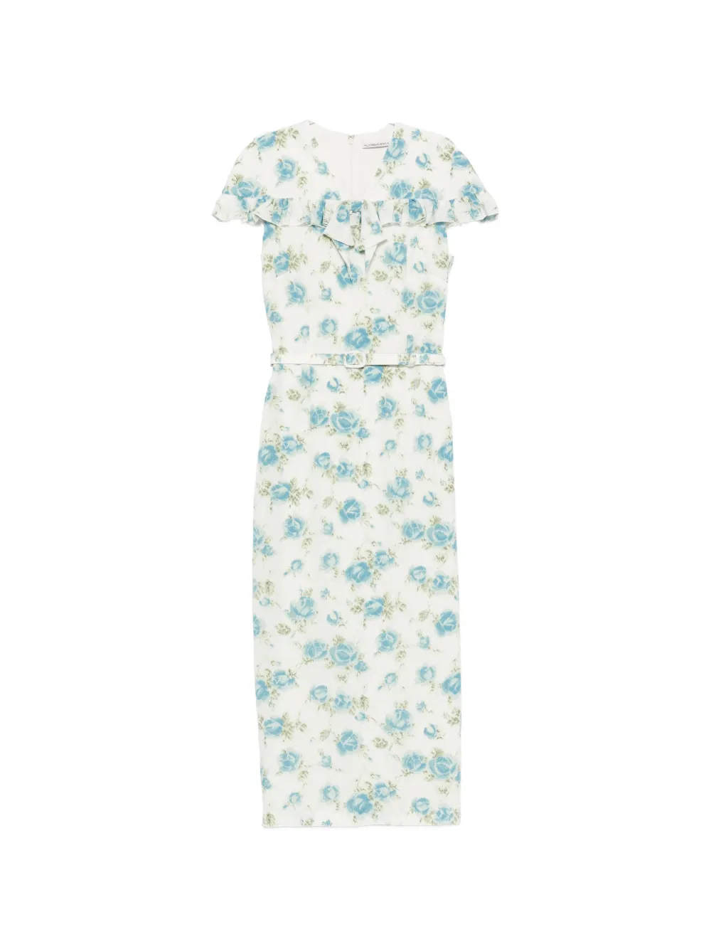 Alessandra Rich floral-print ruffled midi dress - Weiß