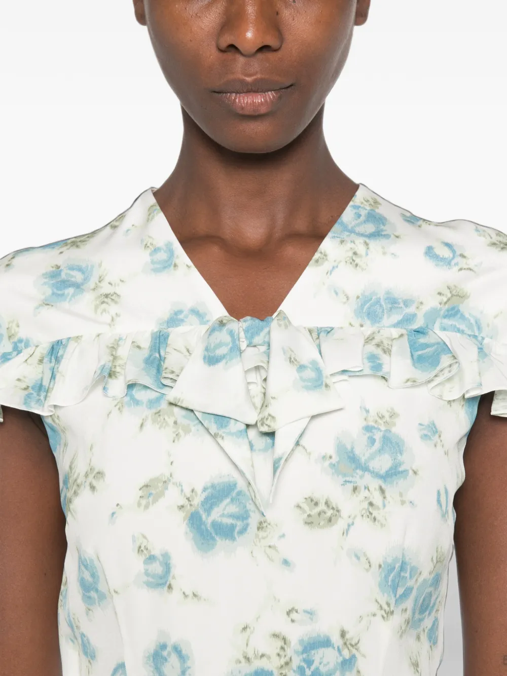 Alessandra Rich Midi-jurk met bloemenprint Wit