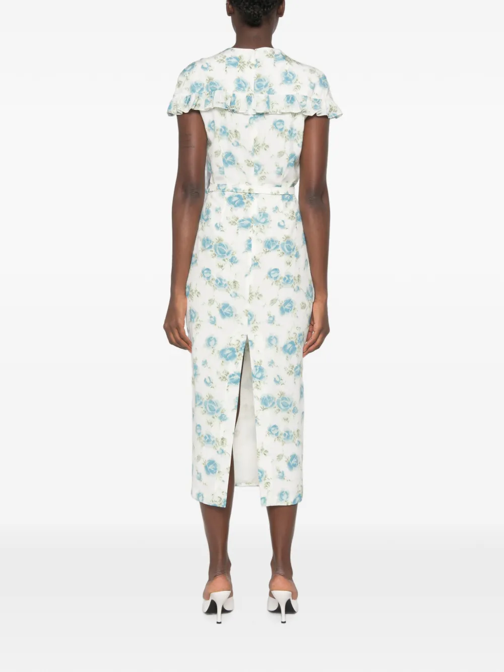 Alessandra Rich Midi-jurk met bloemenprint Wit