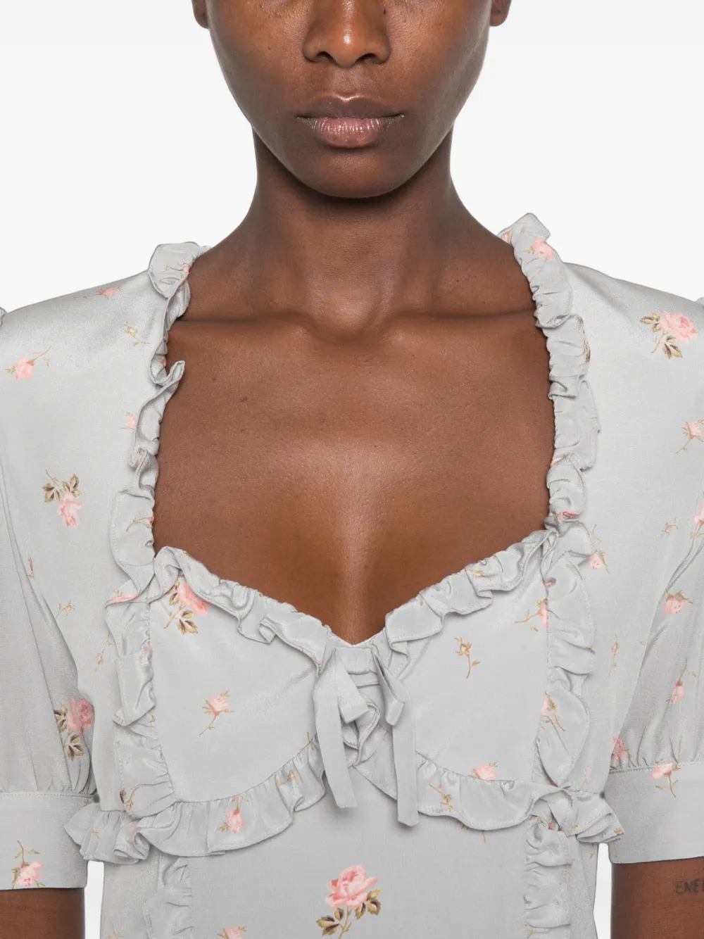 Alessandra Rich Mini-jurk met bloemenprint Grijs