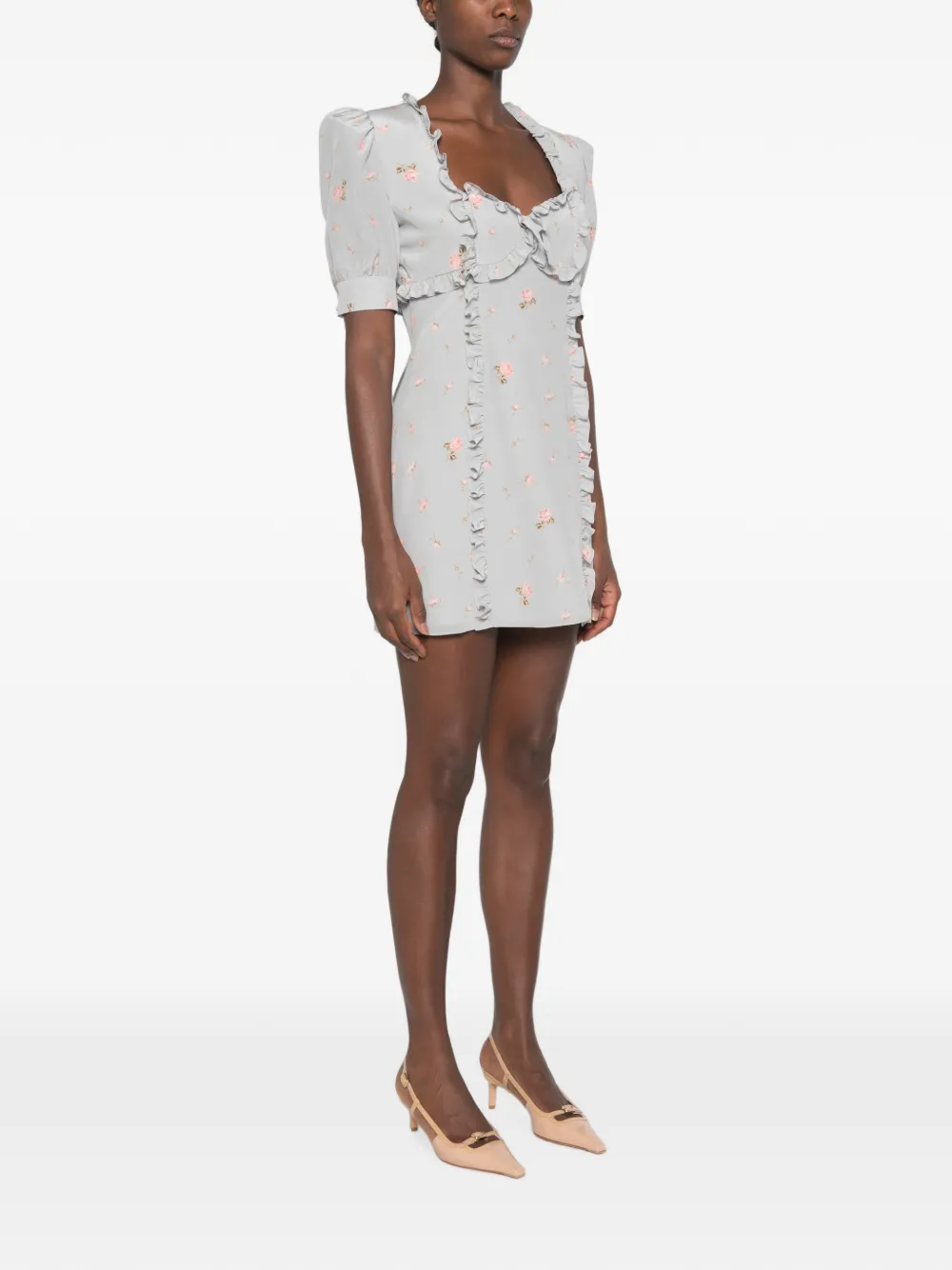 Alessandra Rich Mini-jurk met bloemenprint Grijs