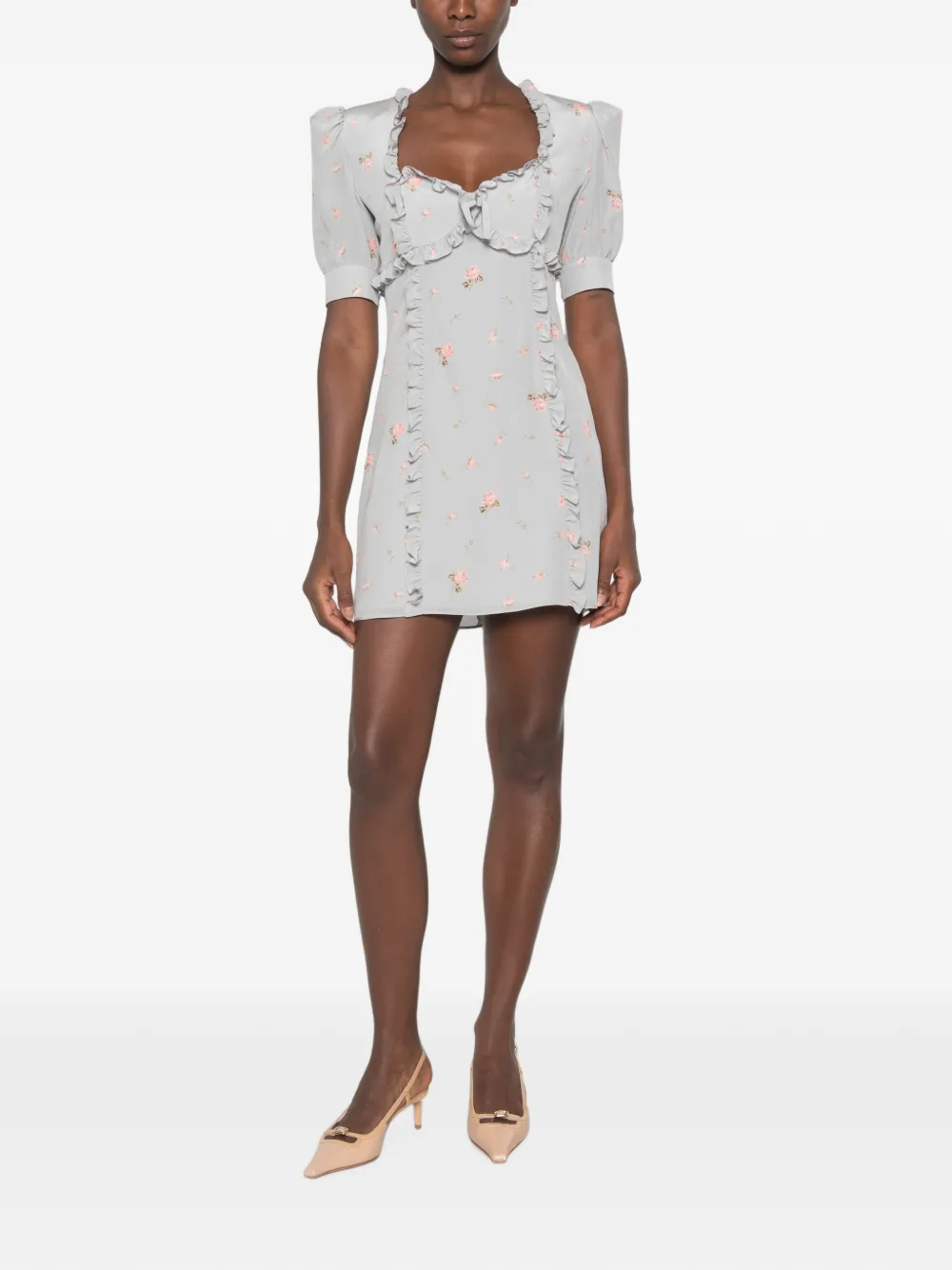Alessandra Rich Mini-jurk met bloemenprint Grijs