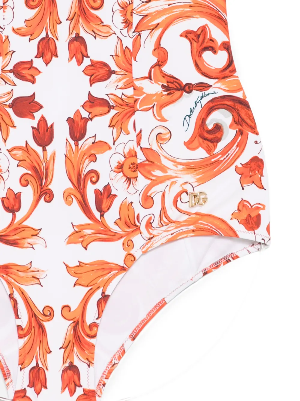 Dolce & Gabbana Maiolica-print swimsuit Wit