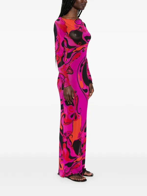 pucci orchidee silk maxi dress Orchidee silk slip dress and cape set in multicoloured - Pucci