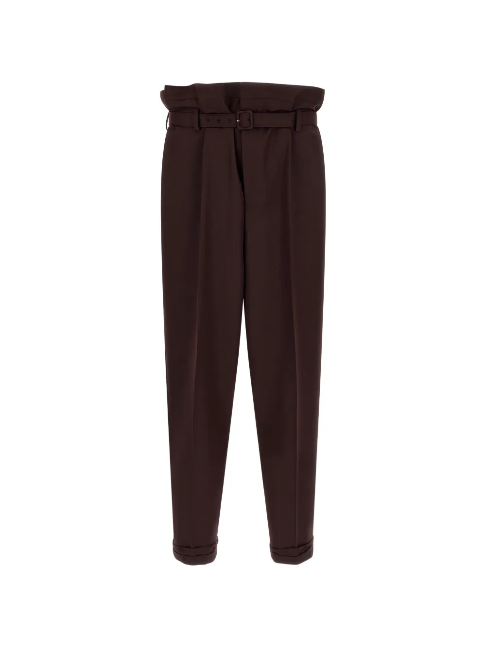 Saint Laurent belted paper-bag trousers - Brown