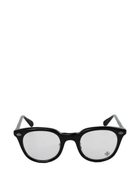 Chrome Hearts logo-plaque round-frame glasses
