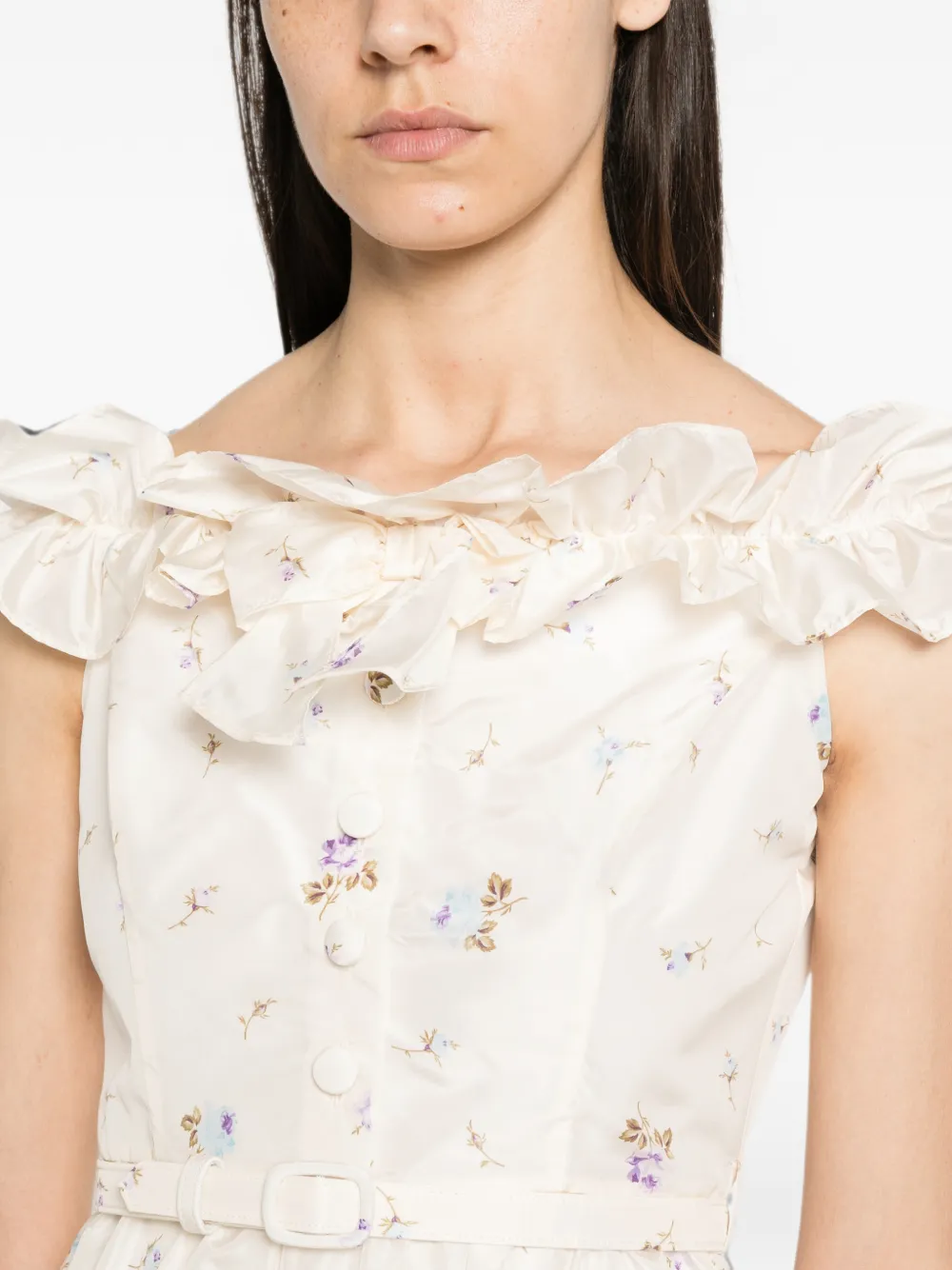 Alessandra Rich Jurk met bloemenprint Beige