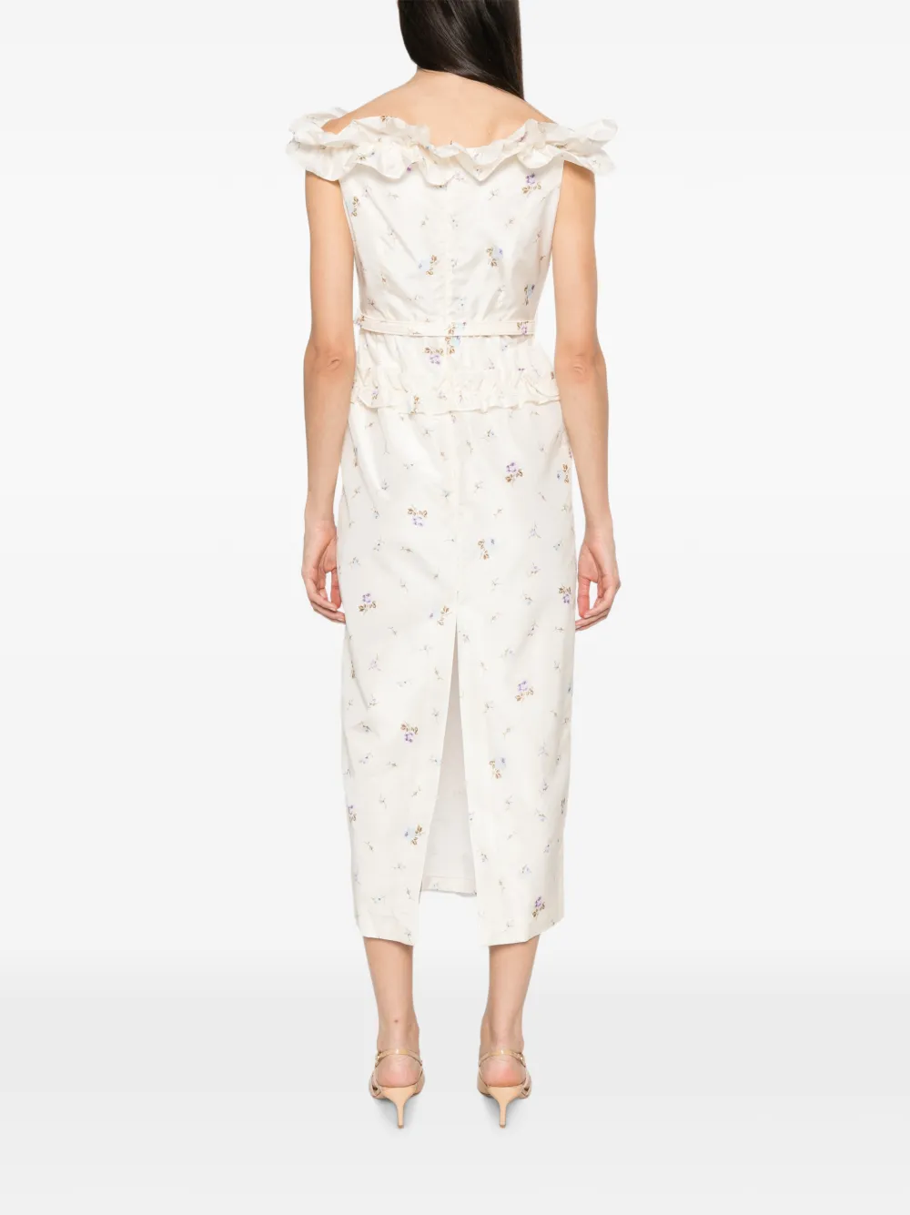 Alessandra Rich Jurk met bloemenprint Beige