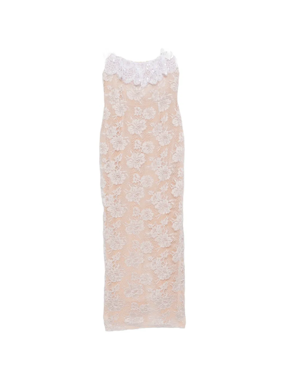 Alessandra Rich Bow-detail Lace And Sequins-embroidered Gown In Pink