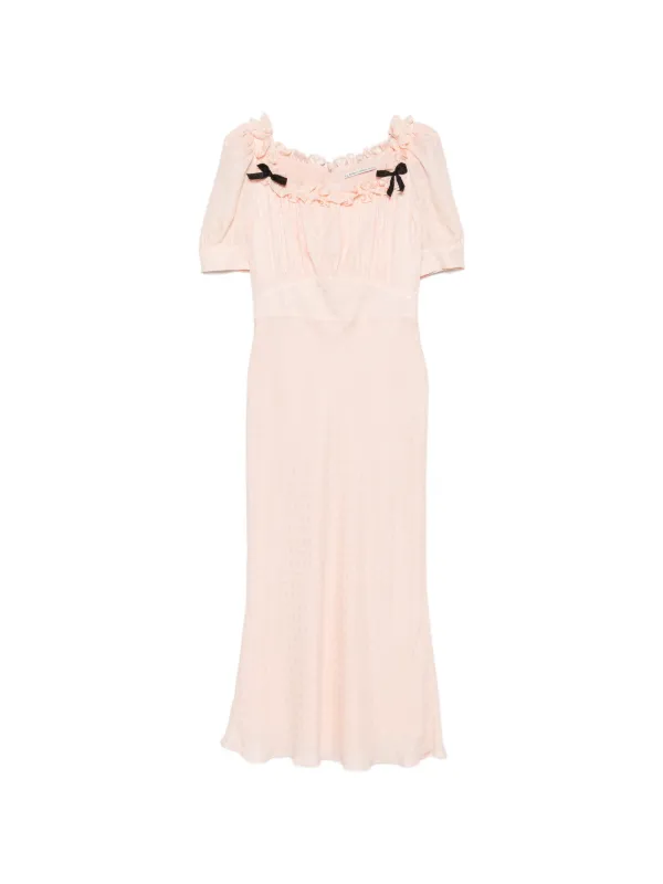 Alessandra Rich Silk-jacquard Midi Dress with Square Neckline in Pink