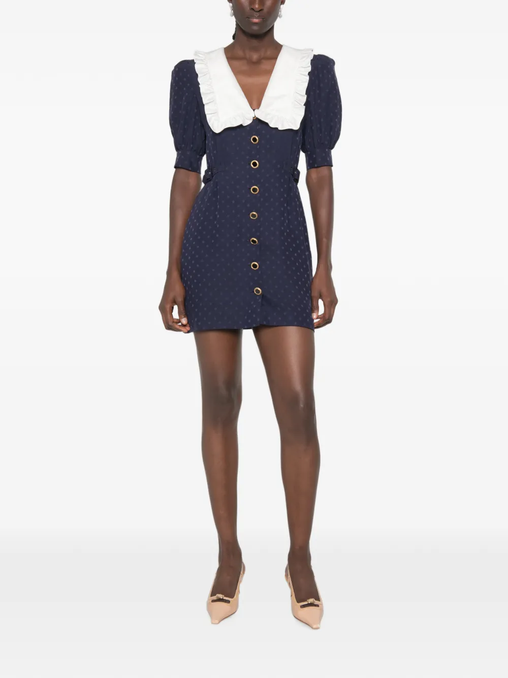 Alessandra Rich mini-jurk met ruches en sterjacquard Blauw