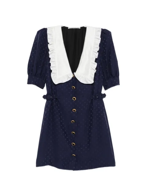 Alessandra Rich star-jacquard ruffled-collar mini dress