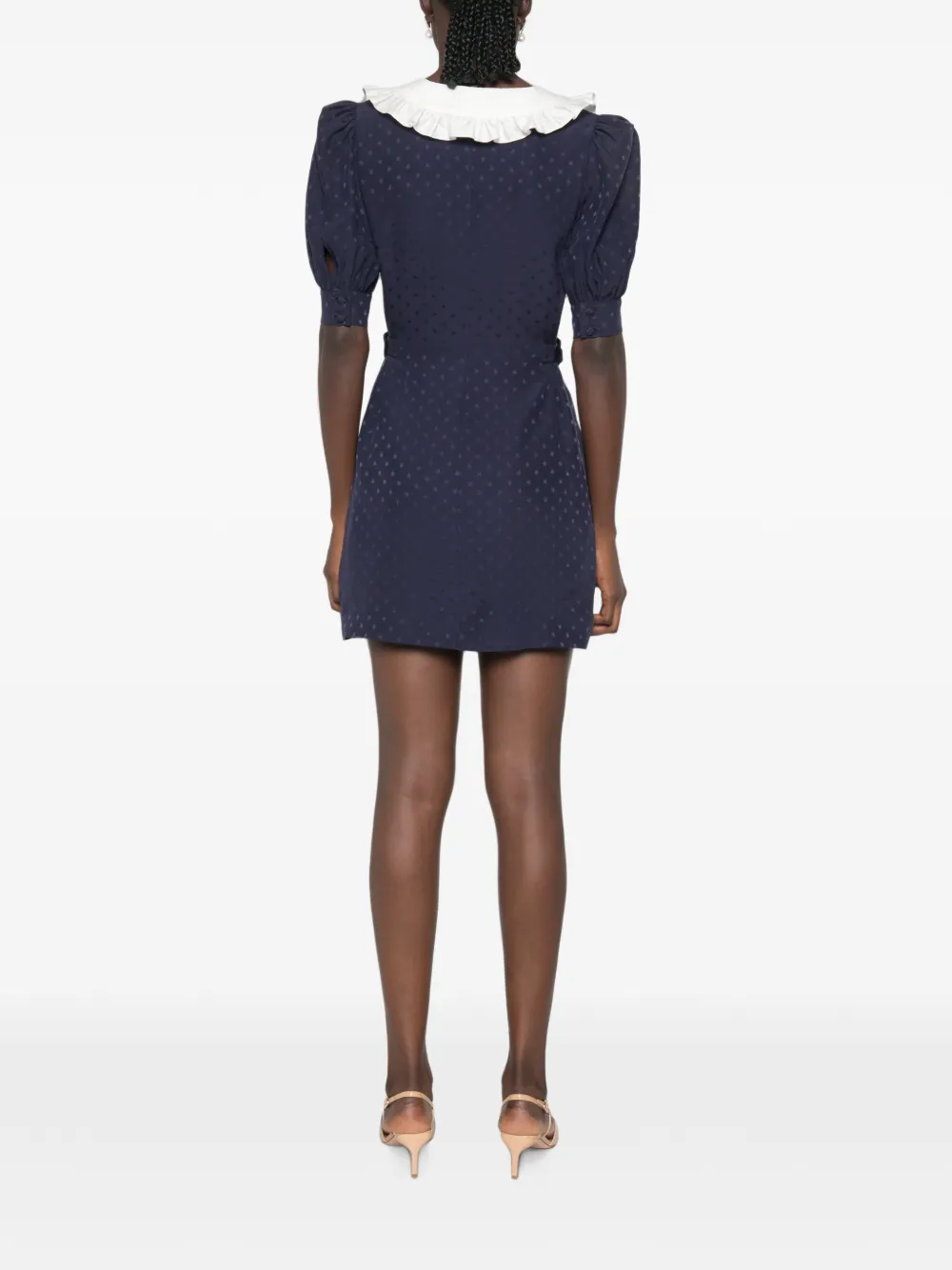 Alessandra Rich mini-jurk met ruches en sterjacquard Blauw