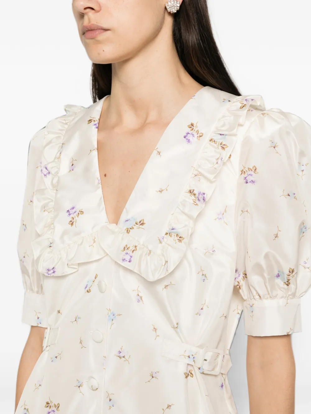 Alessandra Rich Mini-jurk met bloemenprint Beige