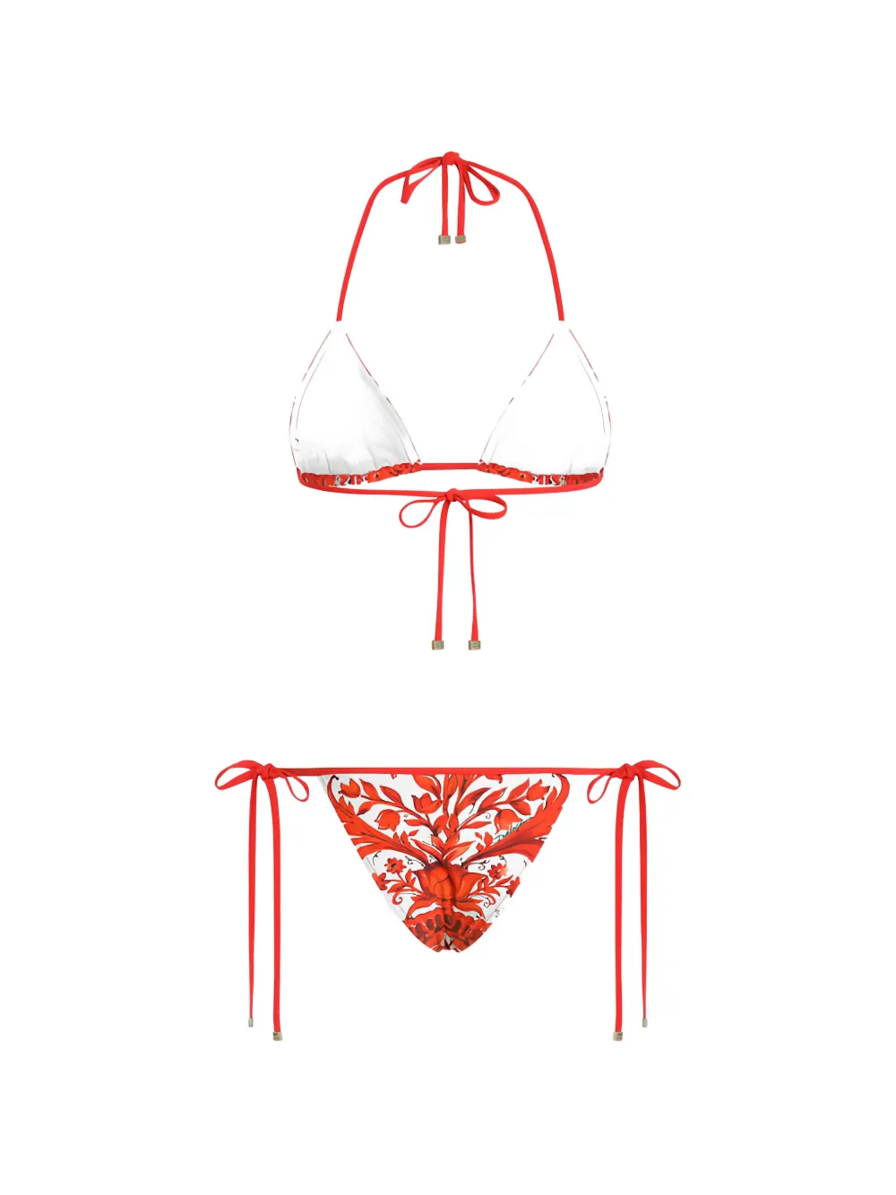 Dolce & Gabbana Maiolica triangelbikini met print Wit