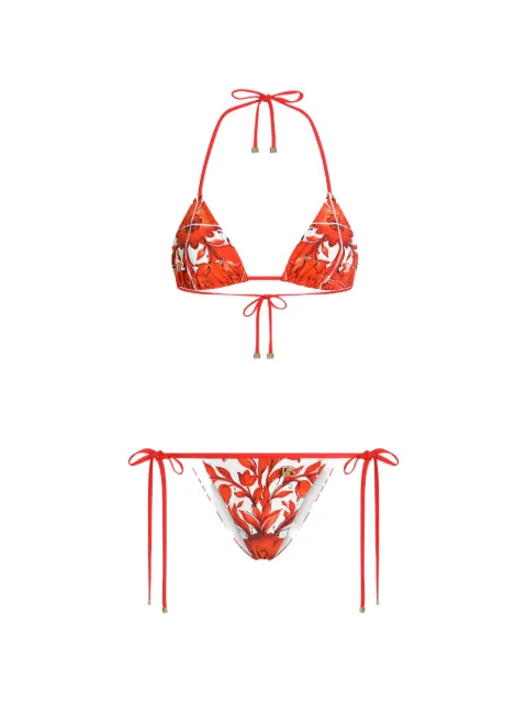 Dolce & Gabbana bikini triangular con estampado Mayólica
