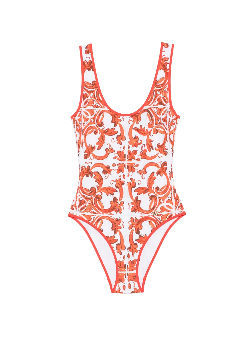 Dolce & Gabbana Maiolica scoop-neck swimsuit - Bianco